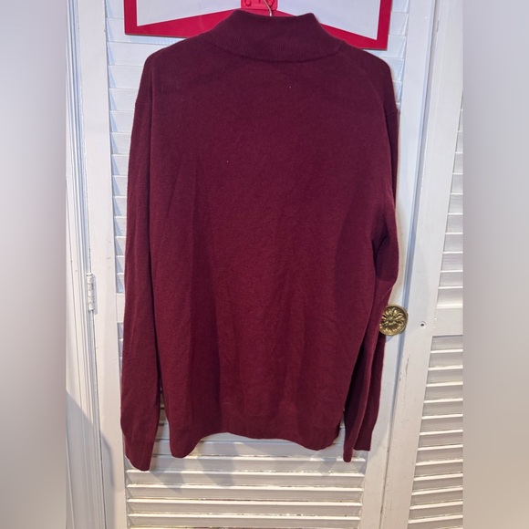 Mantovani Studio 100% Italian Cashmere Quarter Zip Sweater Burgundy L/XL - Picture 2 of 3